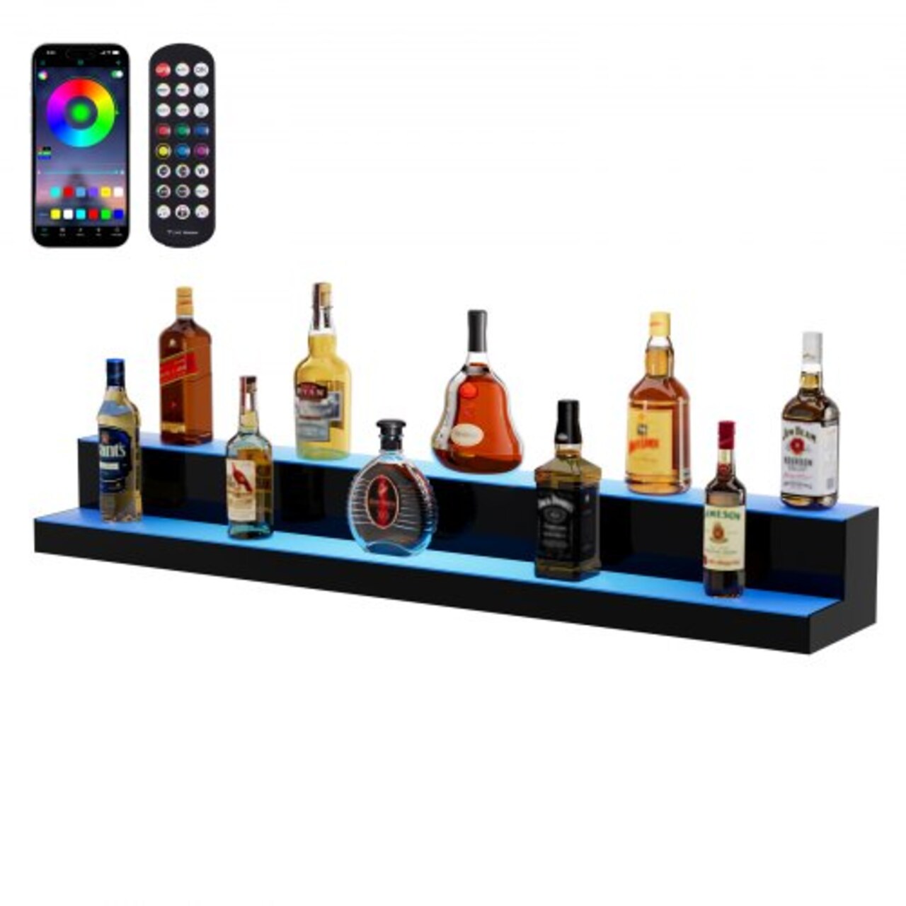 Acrylic LED Liquor Bottle Shelf with Remote App Control, Multi-Color Lights